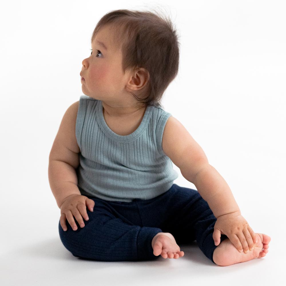 Woolbabe Organic Cotton/Merino Singletsuit Tide Marl