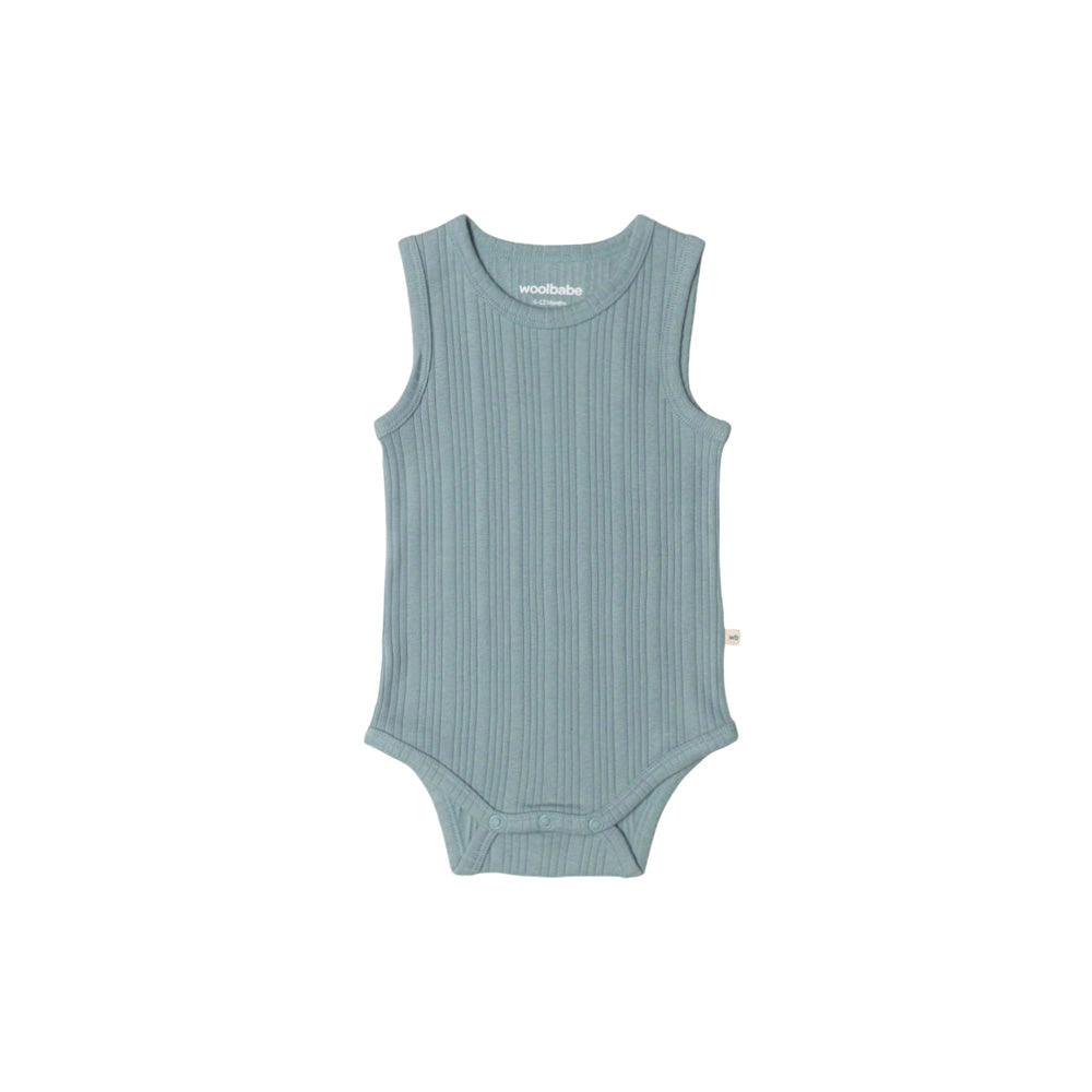 Woolbabe Organic Cotton/Merino Singletsuit Tide Marl
