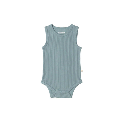 Woolbabe Organic Cotton/Merino Singletsuit Tide Marl