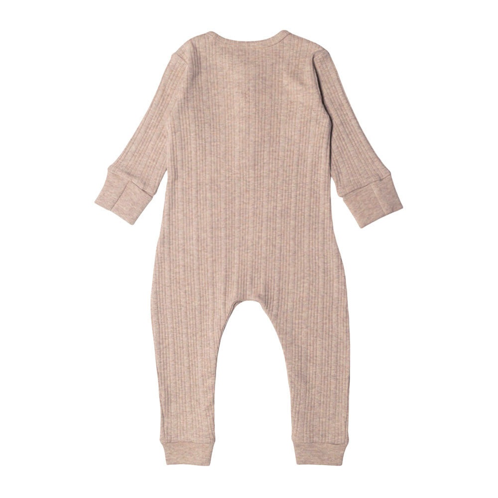 Woolbabe Organic Cotton/Merino Long Sleeve Henley Suit Dune Marl