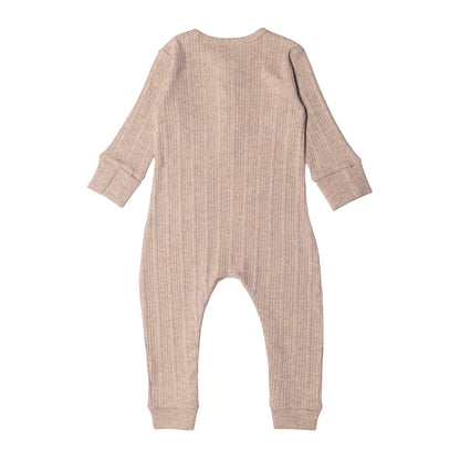 Woolbabe Organic Cotton/Merino Long Sleeve Henley Suit Dune Marl