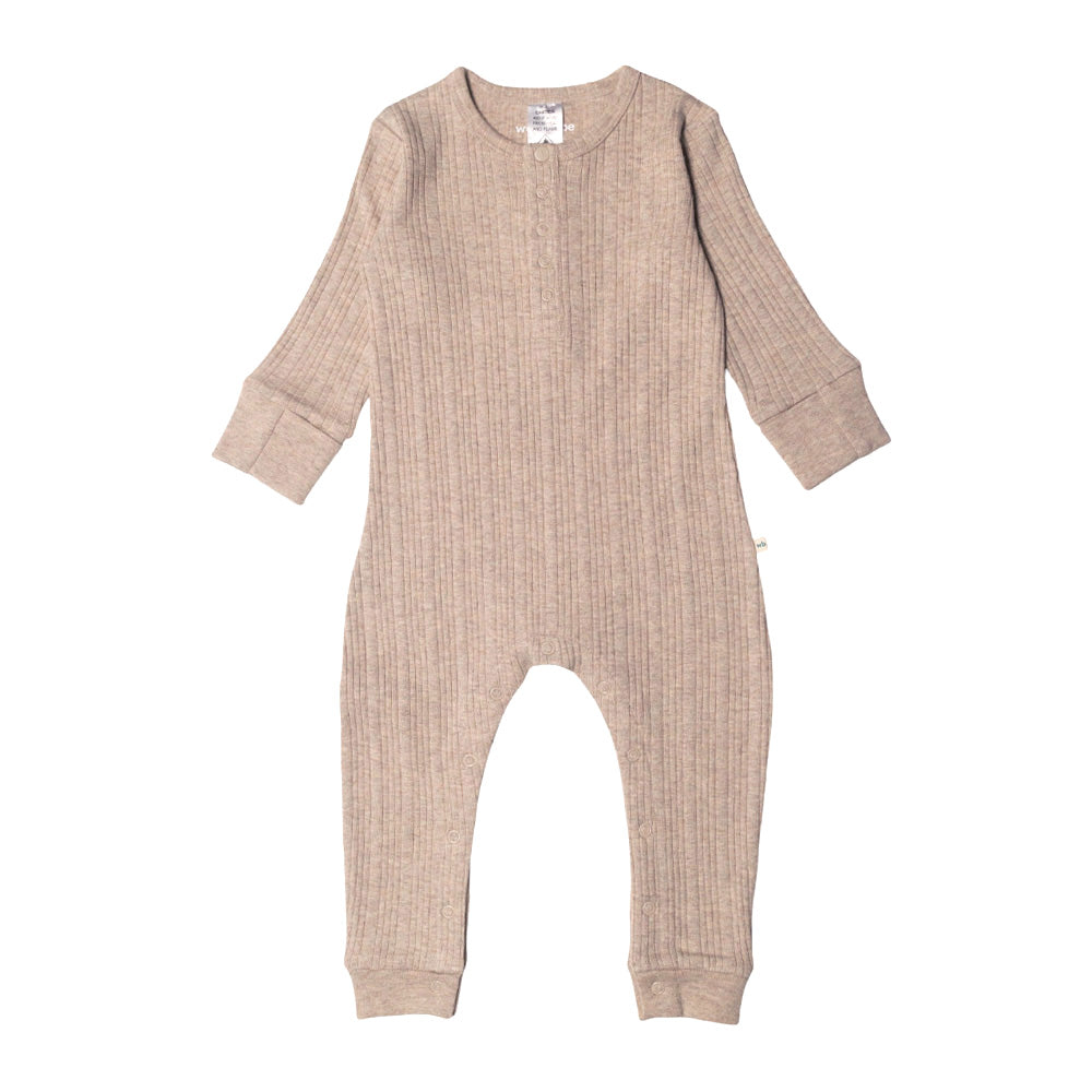 Woolbabe Organic Cotton/Merino Long Sleeve Henley Suit Dune Marl