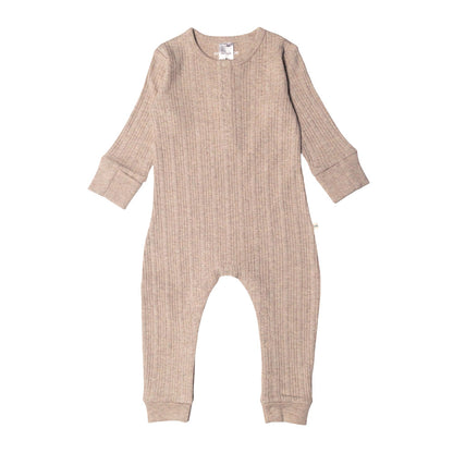Woolbabe Organic Cotton/Merino Long Sleeve Henley Suit Dune Marl