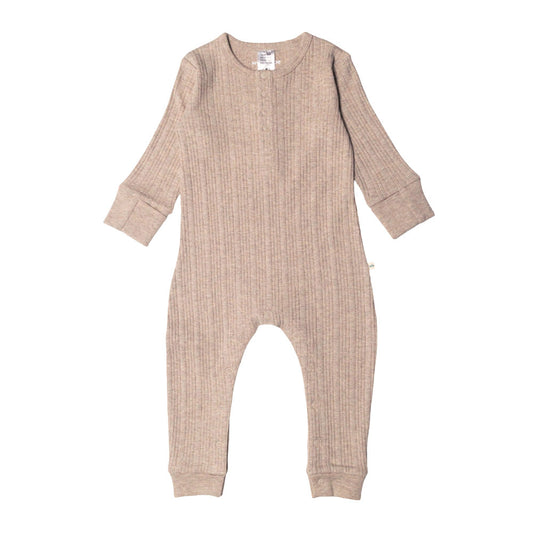 Woolbabe Organic Cotton/Merino Long Sleeve Henley Suit Dune Marl