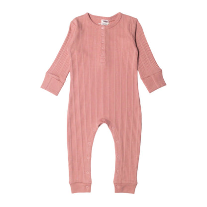 Woolbabe Organic Cotton/Merino Long Sleeve Henley Suit Dusk Marl