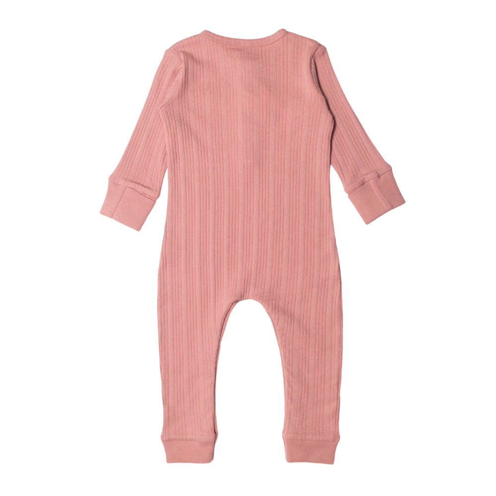 Woolbabe Organic Cotton/Merino Long Sleeve Henley Suit Dusk Marl