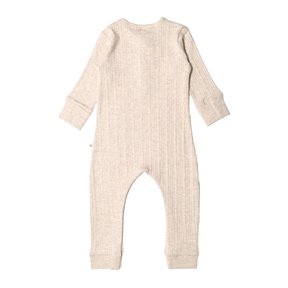 Woolbabe Organic Cotton/Merino Long Sleeve Henley Suit Natural Marl