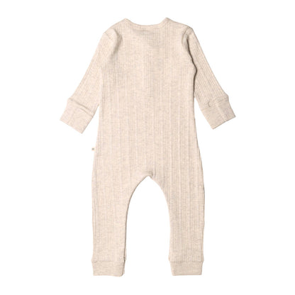 Woolbabe Organic Cotton/Merino Long Sleeve Henley Suit Natural Marl