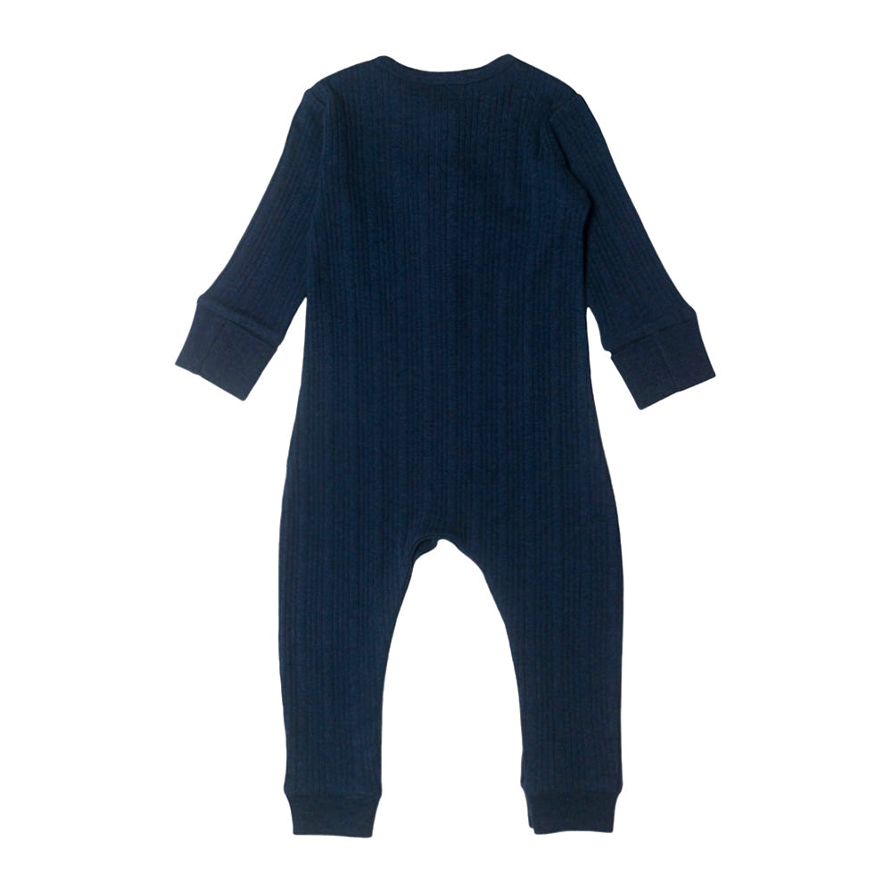 Woolbabe Organic Cotton/Merino Long Sleeve Henley Suit Tekapo Marl