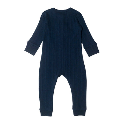 Woolbabe Organic Cotton/Merino Long Sleeve Henley Suit Tekapo Marl