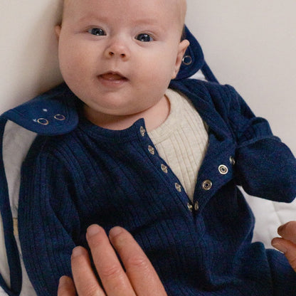 Woolbabe Organic Cotton/Merino Long Sleeve Henley Suit Tekapo Marl