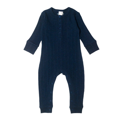 Woolbabe Organic Cotton/Merino Long Sleeve Henley Suit Tekapo Marl