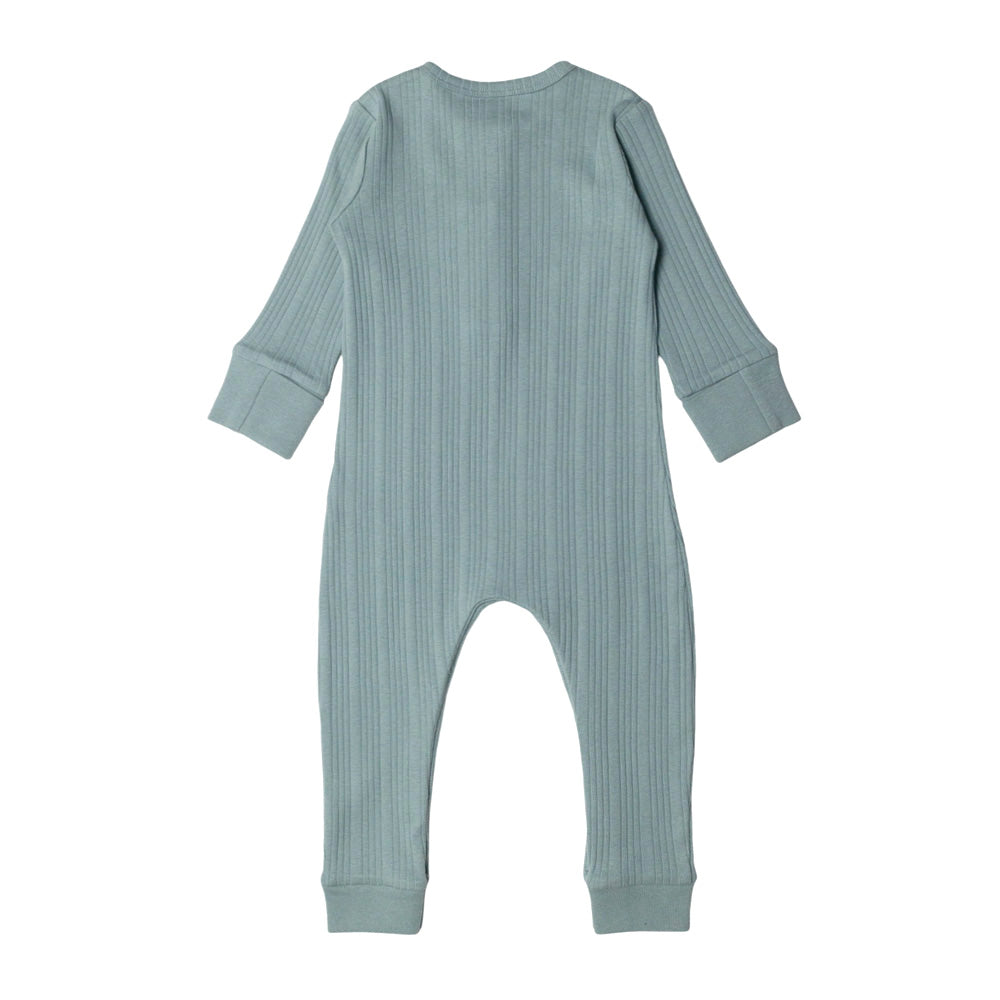 Woolbabe Organic Cotton/Merino Long Sleeve Henley Suit Tide Marl