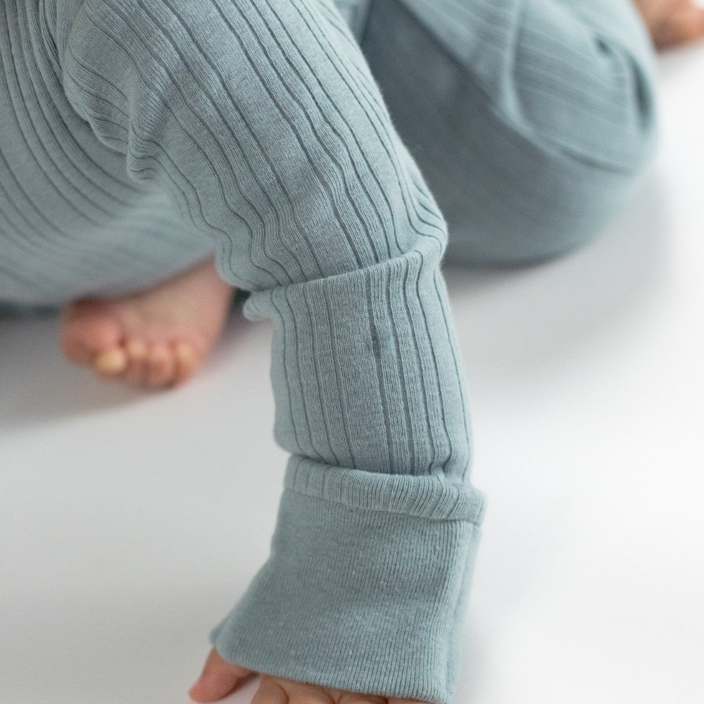 Woolbabe Organic Cotton/Merino Long Sleeve Henley Suit Tide Marl