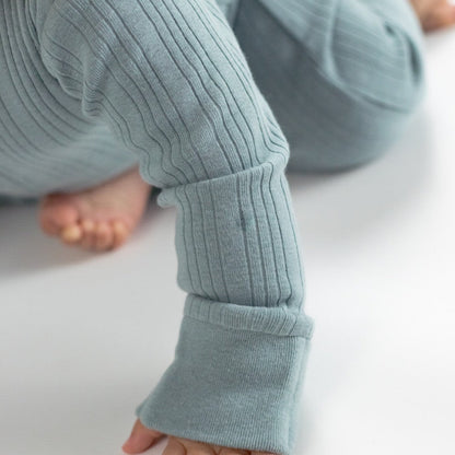 Woolbabe Organic Cotton/Merino Long Sleeve Henley Suit Tide Marl