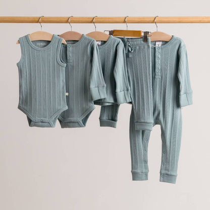 Woolbabe Organic Cotton/Merino Singletsuit Tide Marl