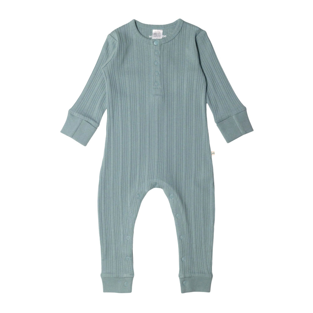 Woolbabe Organic Cotton/Merino Long Sleeve Henley Suit Tide Marl