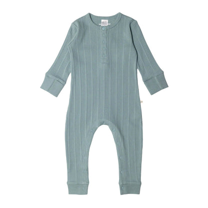 Woolbabe Organic Cotton/Merino Long Sleeve Henley Suit Tide Marl
