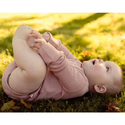 Woolbabe Organic Cotton/Merino Long Sleeve Henley Bodysuit