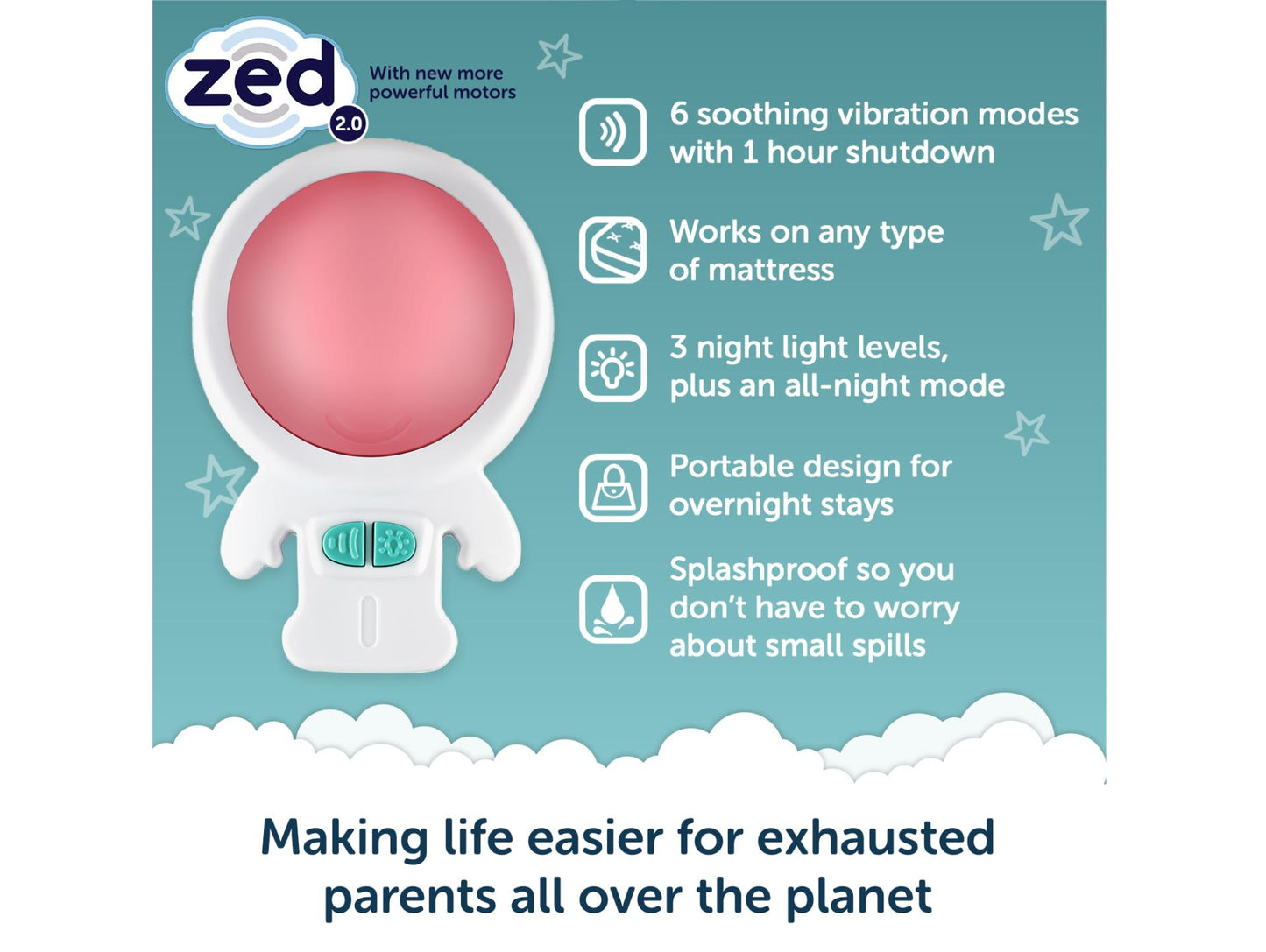 Rockit Zed V2 - Vibration Sleep Soother and Nightlight