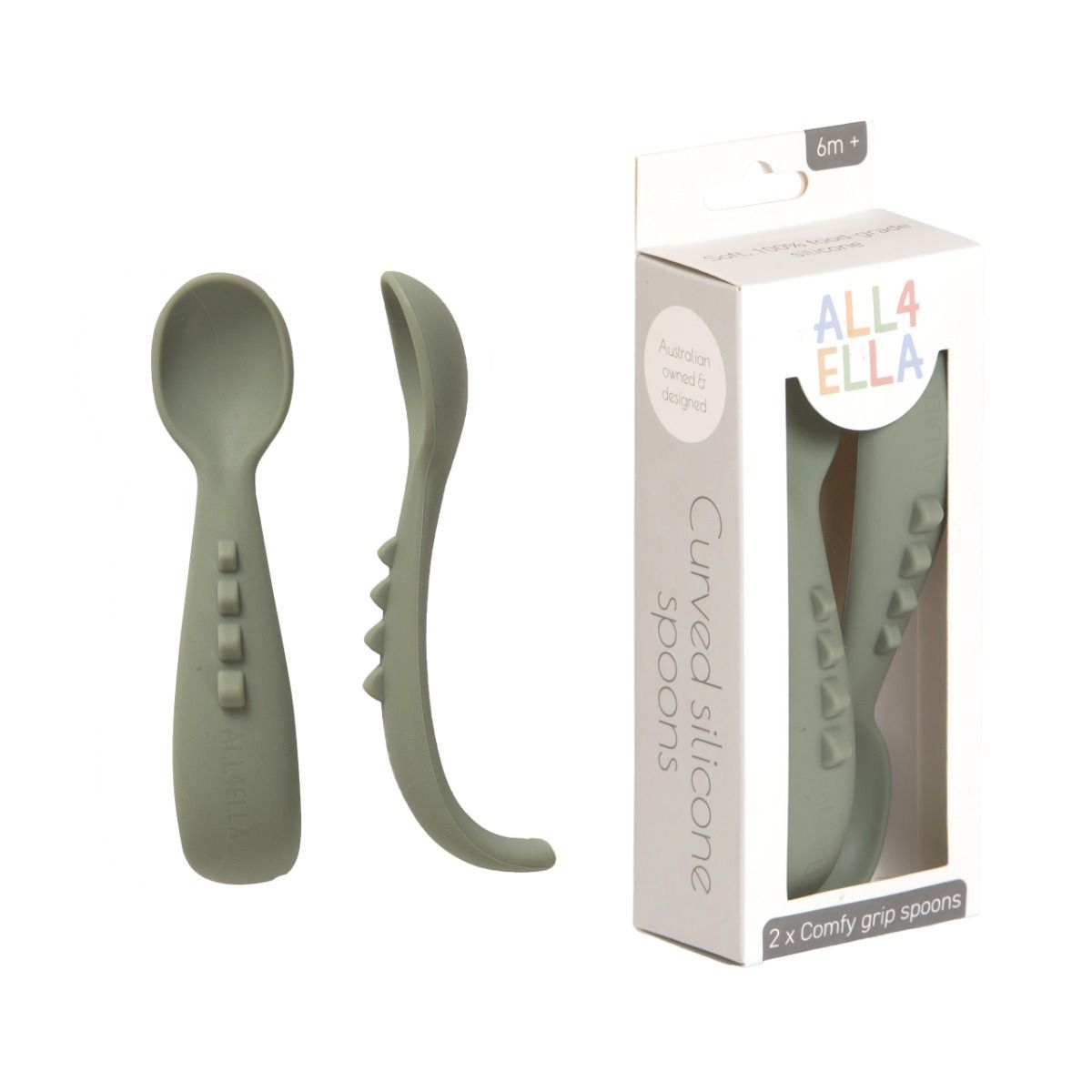 All4Ella Comfy grip silicone spoons 2pk