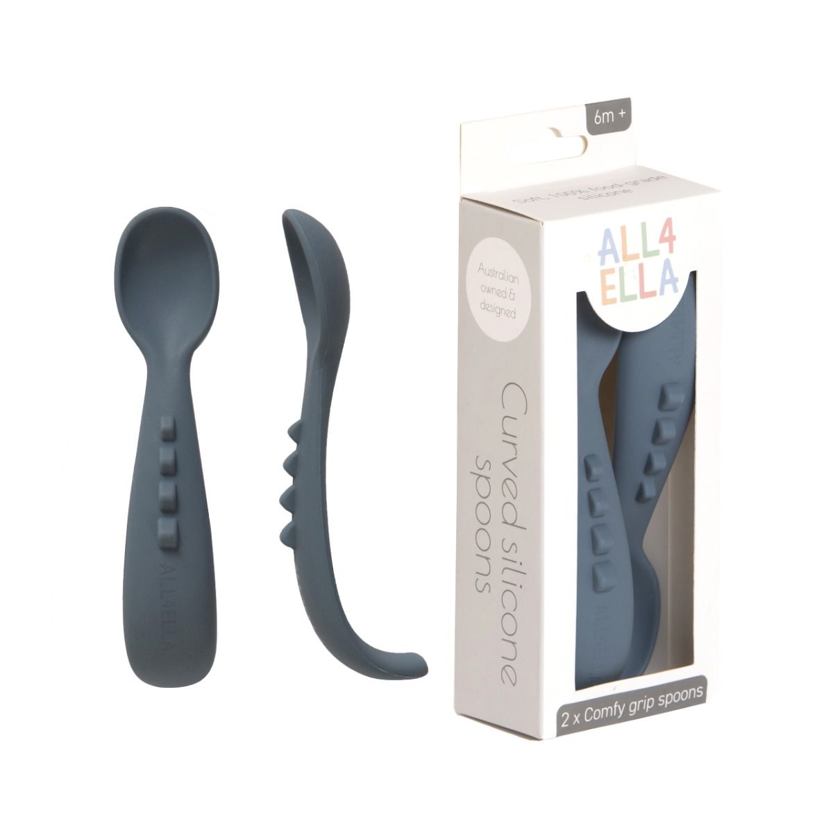All4Ella Comfy grip silicone spoons 2pk