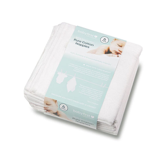Baby First Pure Cotton Flannelette Nappies 6 Pack