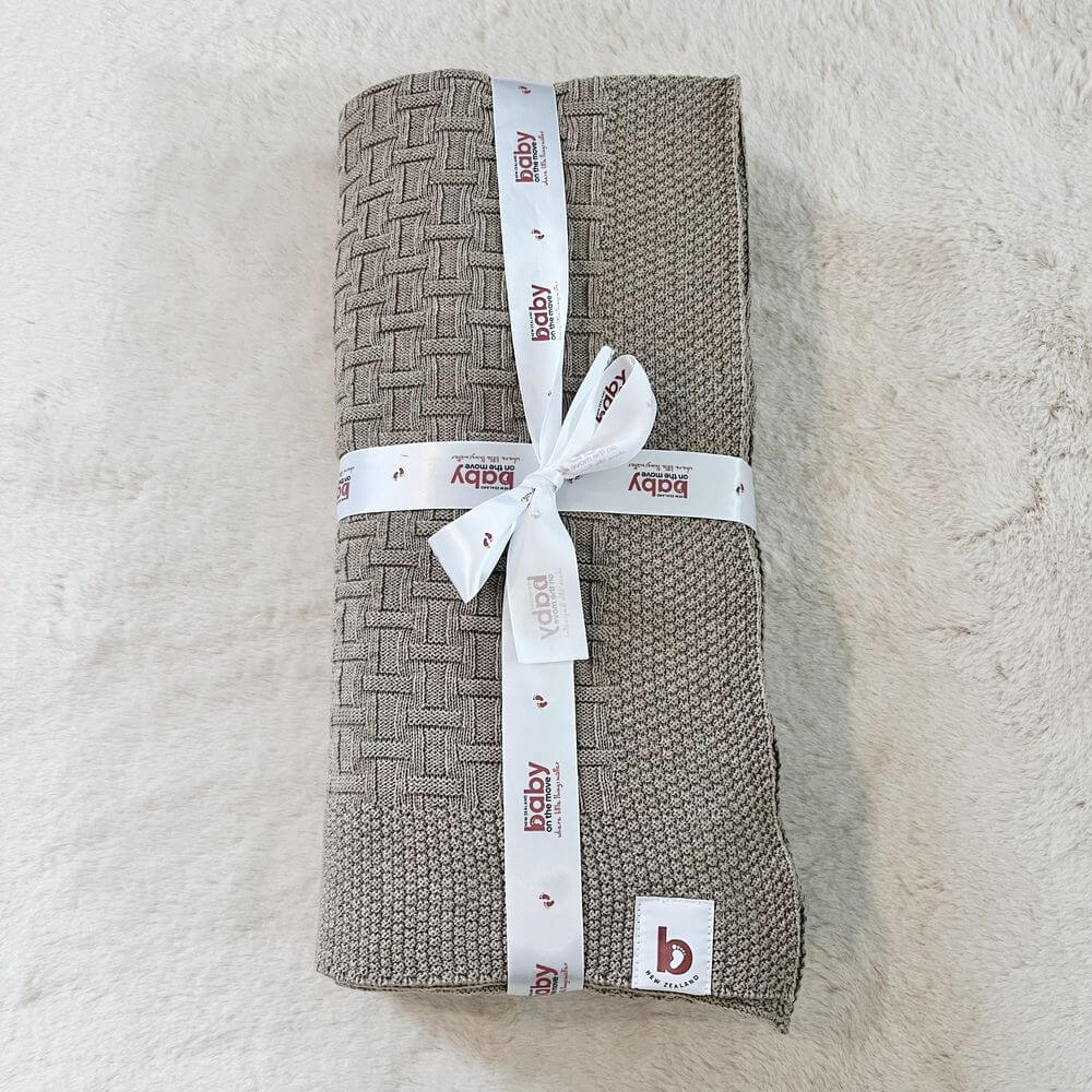 Baby On The Move Basketweave Merino Throw Blanket 130x180 cm
