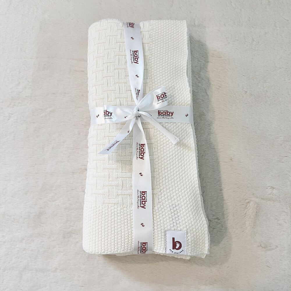 Baby On The Move Basketweave Merino Throw Blanket 130x180 cm