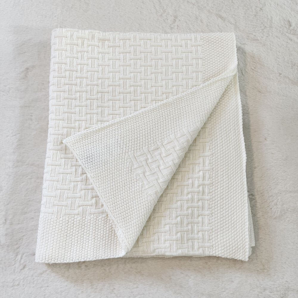 Baby On The Move Basketweave Merino Throw Blanket 130x180 cm