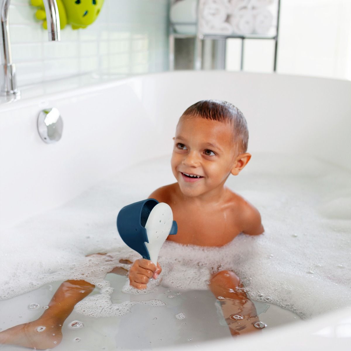 Boon Chomp Hungry Whale Bath Toy - Navy