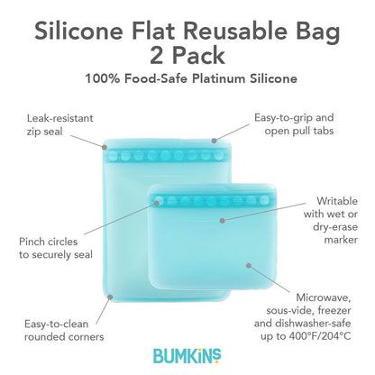 Bumkins Silicone Flat Reusable Bags 2pk