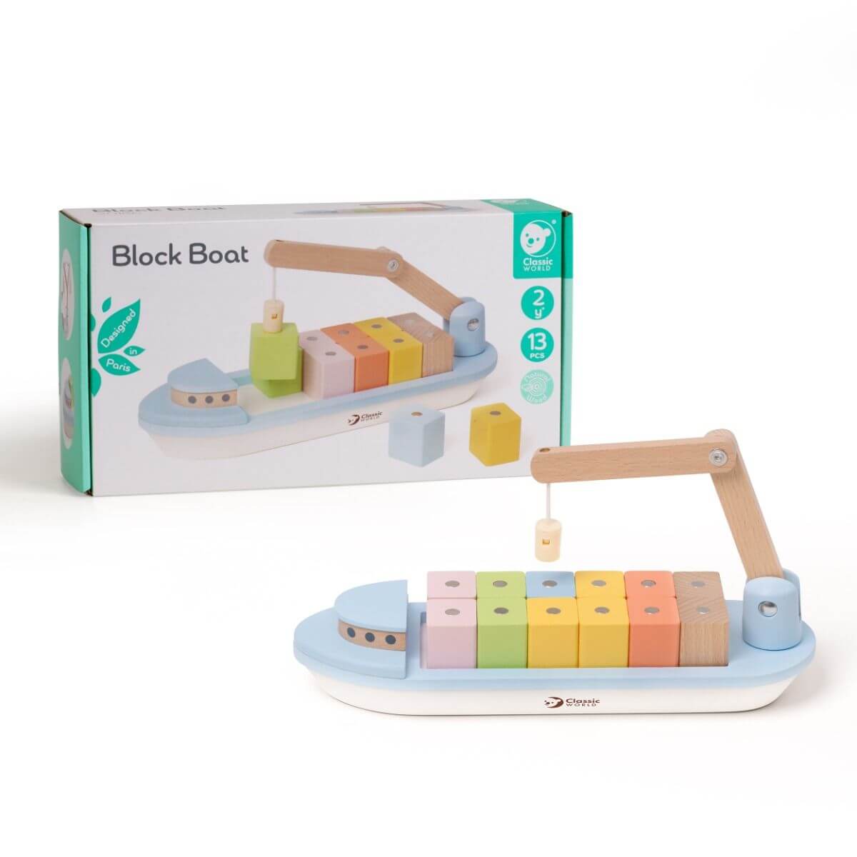 Classic World Kids Wooden Block Boat