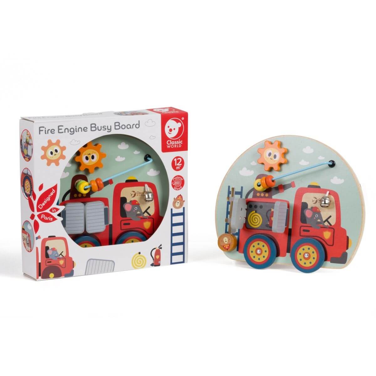 Classic World Kids Wooden Firetruck Activity Board