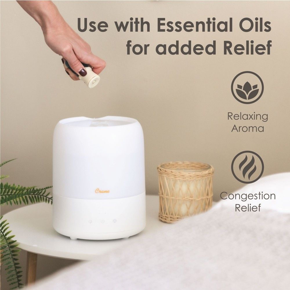 Crane 3 in 1 Cool Mist Humidifier with Aroma Diffuser &amp; Sleep Support Light