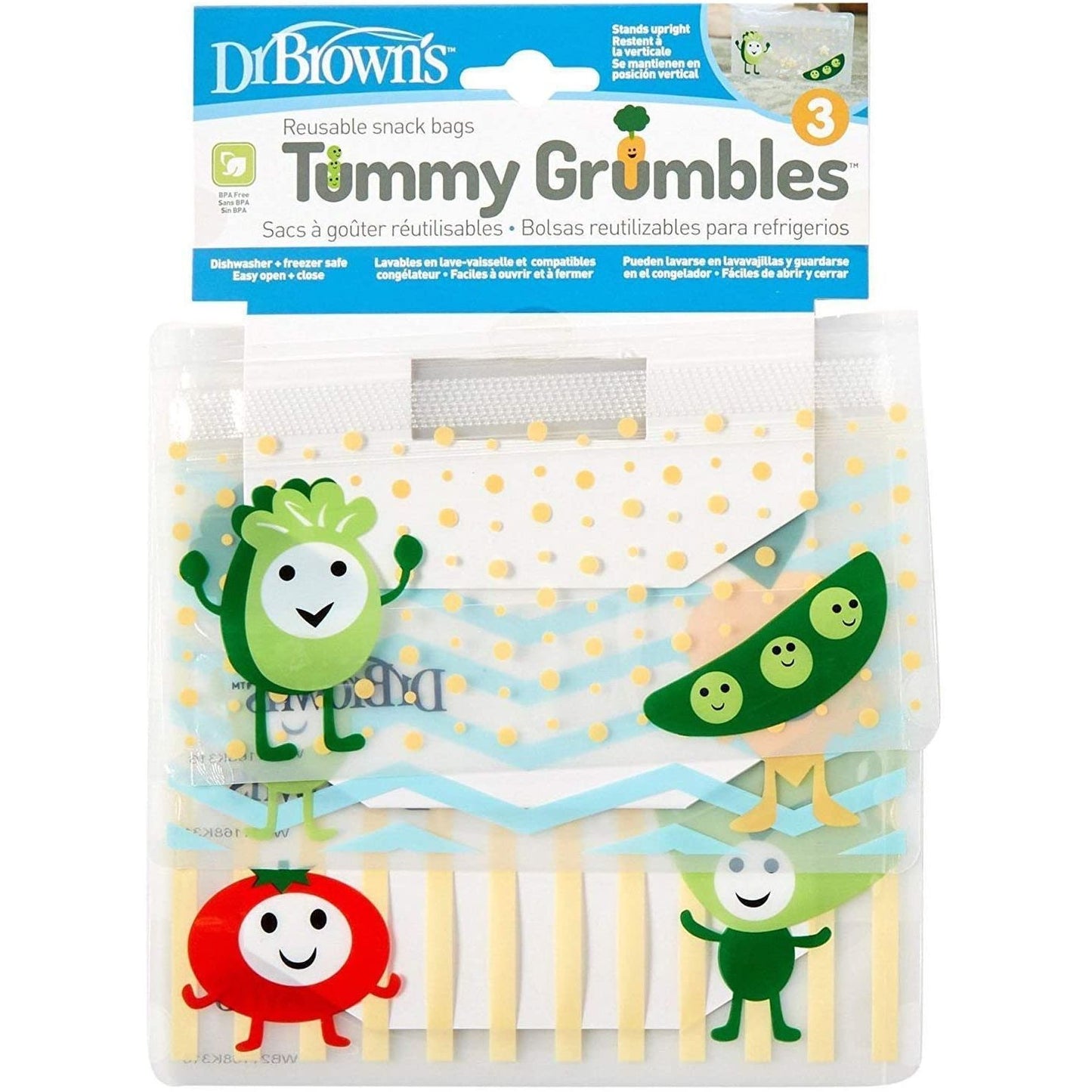 Dr Brown's Tummy Grumbles Reusable Snack Bags 3pk