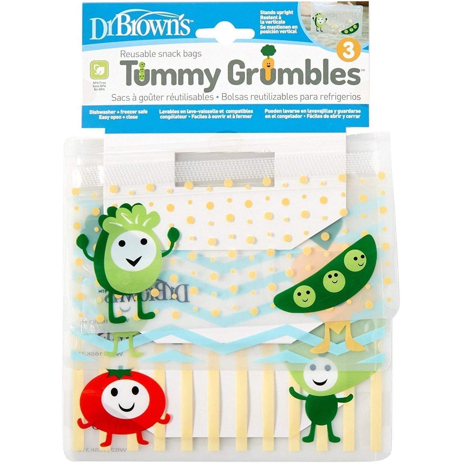 Dr Brown's Tummy Grumbles Reusable Snack Bags 3pk
