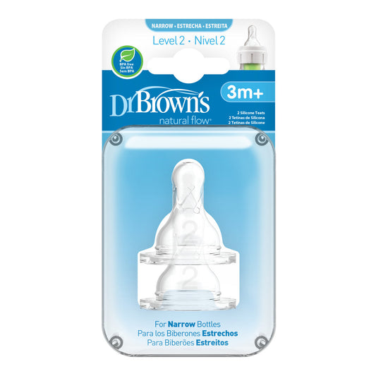 Dr Brown's Narrow Neck Level 2 Teats 2pk (3mths+)