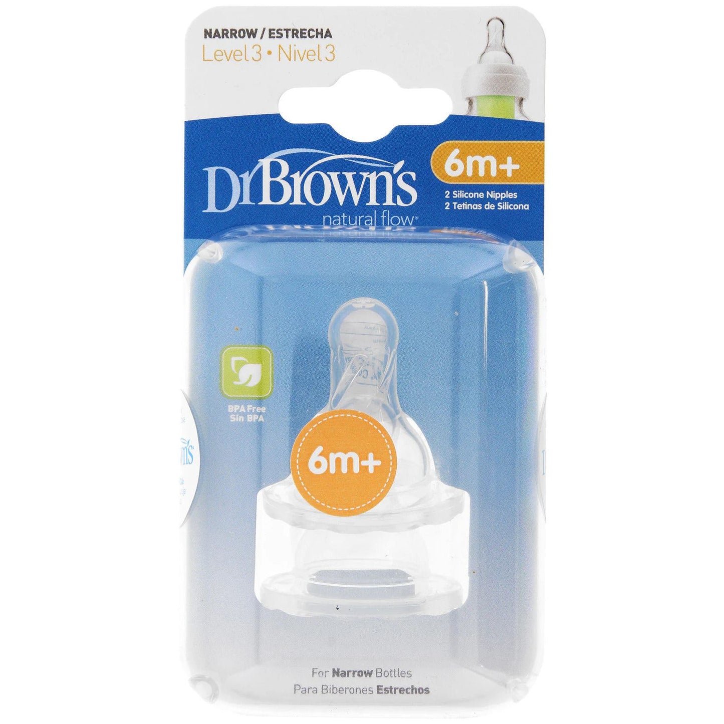 Dr Brown's Narrow Neck Level 3 Teats 2pk (6mths+)