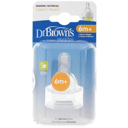 Dr Brown's Narrow Neck Level 3 Teats 2pk (6mths+)