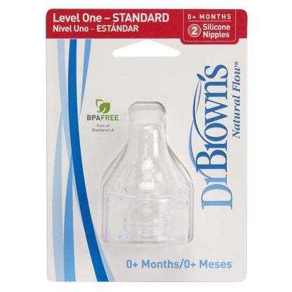Dr Brown's Narrow Neck Level 1 Teats 2pk (NB-3mths)