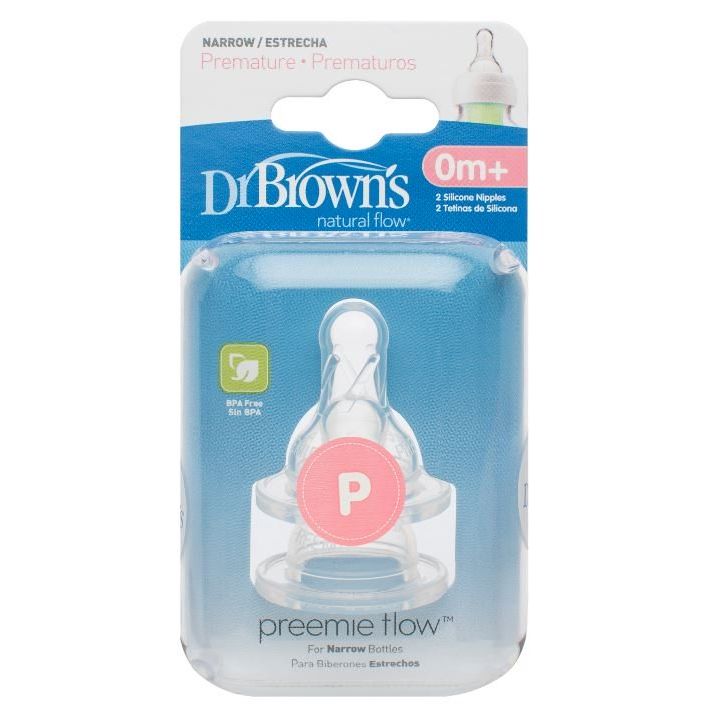 Dr Brown's Narrow Neck Preemie Teats 2pk