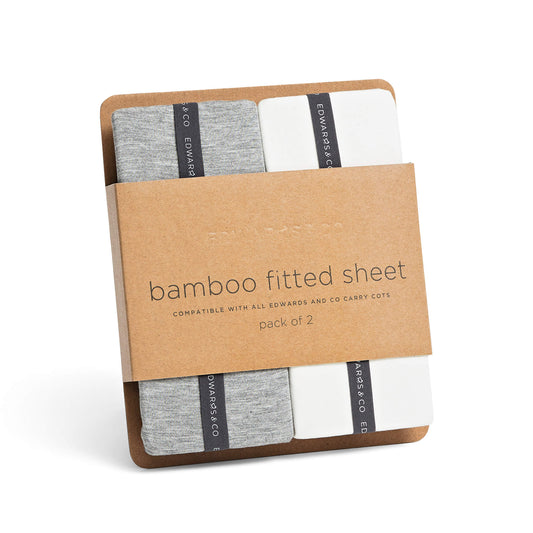 Edwards &amp; Co Bamboo Carry Cot Fitted Sheets 2pc