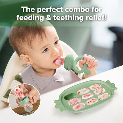 Haakaa Fresh Food Feeder and Silicone Nibble Tray Set