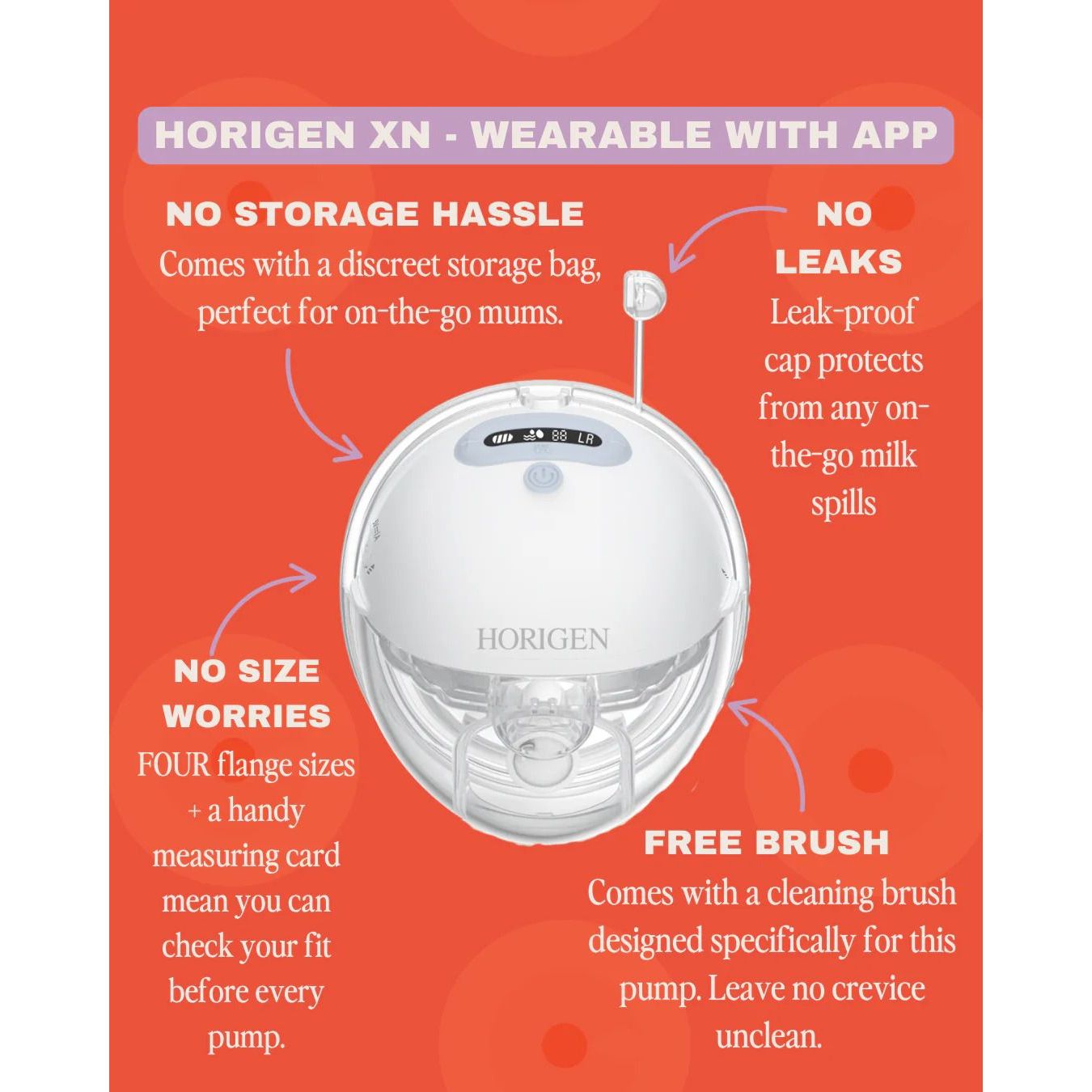 Horigen 6602A Wearable Breast Pump with App