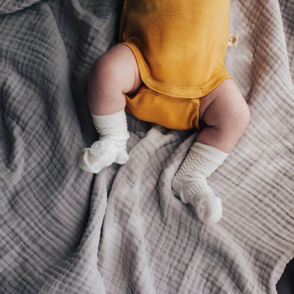 Lamington Baby Merino Wool Crew Socks - Pearl