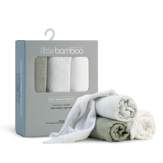 Little Bamboo Muslin Baby Wraps 3pk