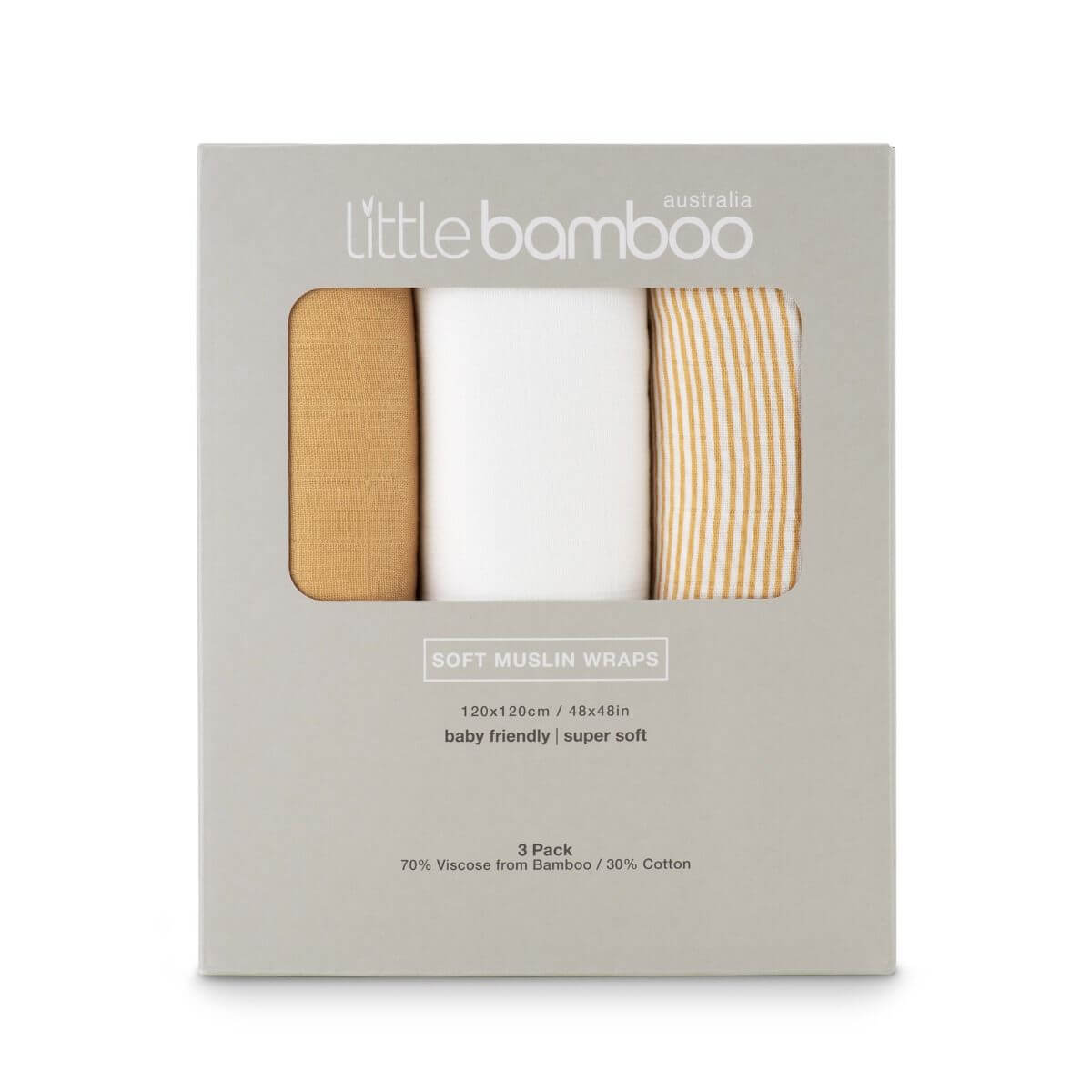 Little Bamboo Muslin Baby Wraps 3pk