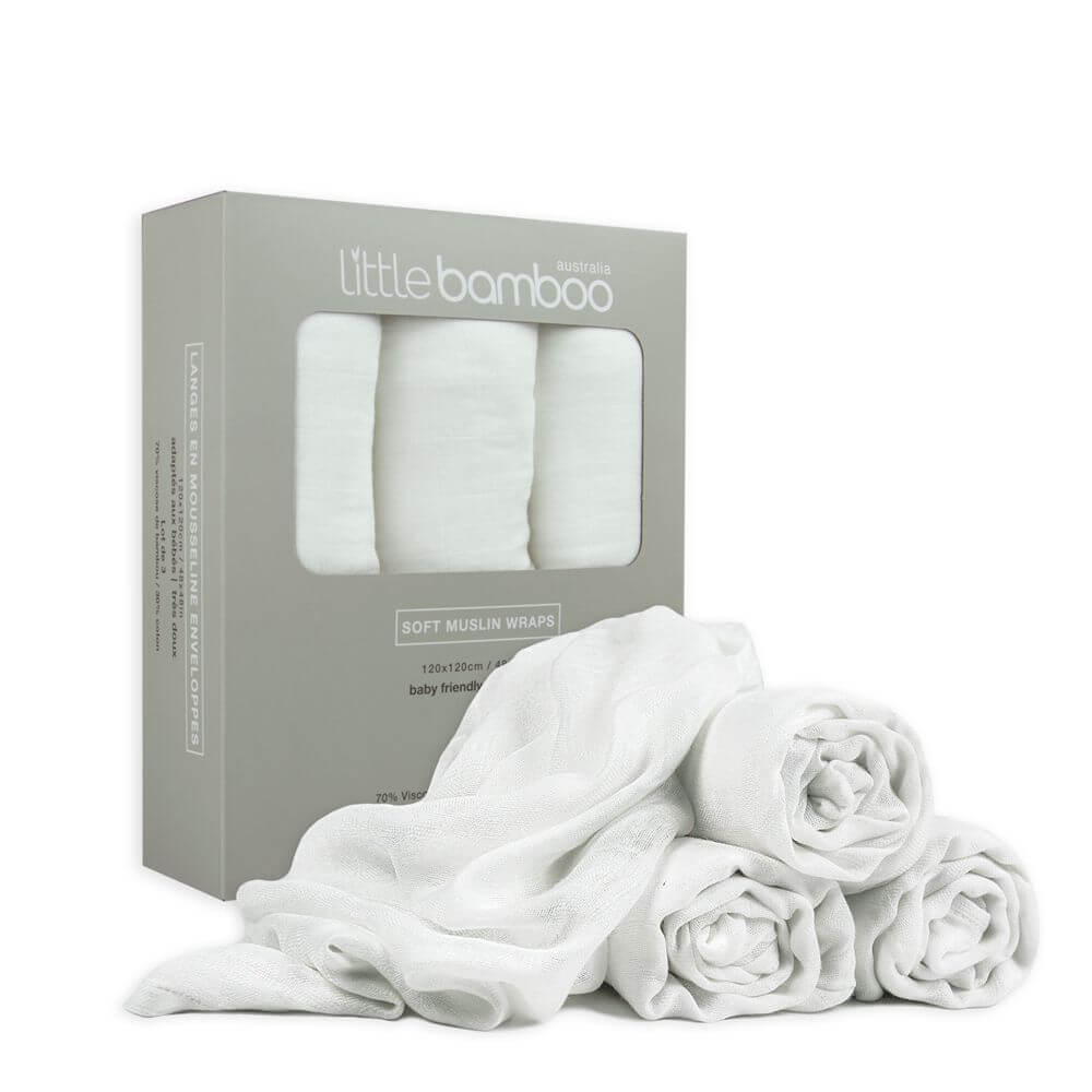 Little Bamboo Muslin Baby Wraps 3pk
