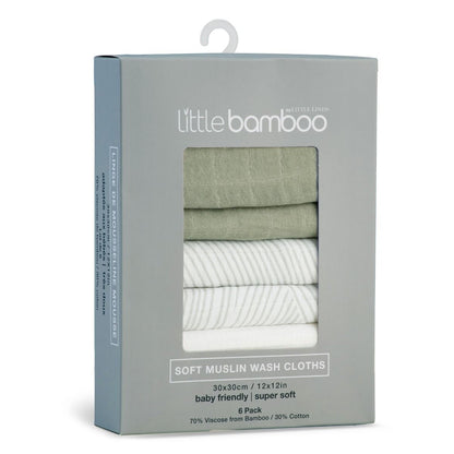 Little Bamboo Muslin Wash Cloths 6pk